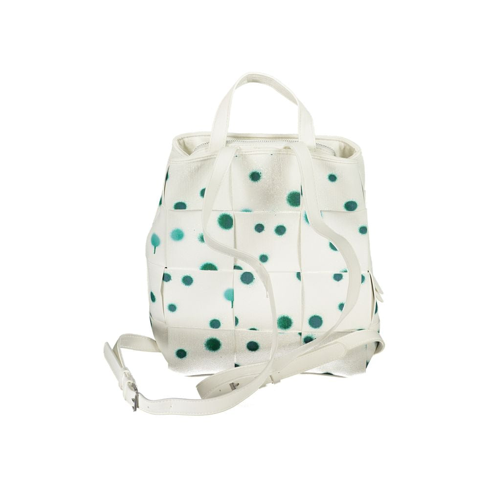 Desigual White Polyethylene Backpack: A Playful Polka Dot Companion
