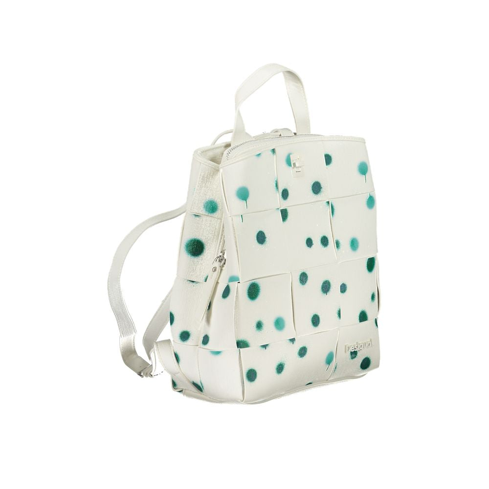 Desigual White Polyethylene Backpack: A Playful Polka Dot Companion