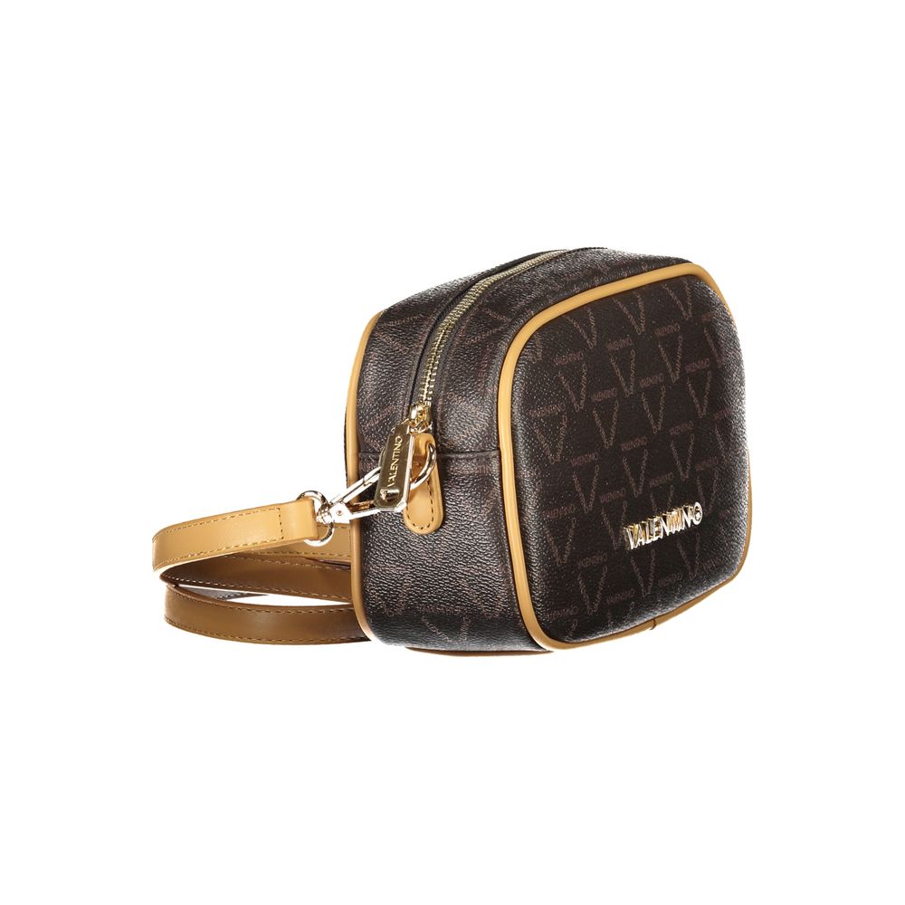 Mario Valentino Brown Faux Leather Handbag with Adjustable Strap