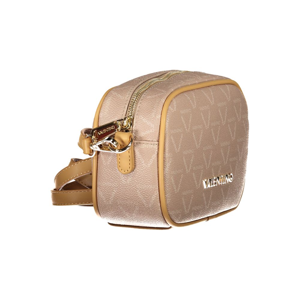 Mario Valentino Beige Faux Leather Handbag with Contrast Detailing