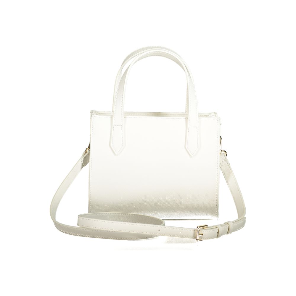Mario Valentino White Faux Leather Women Handbag with Iconic Logo