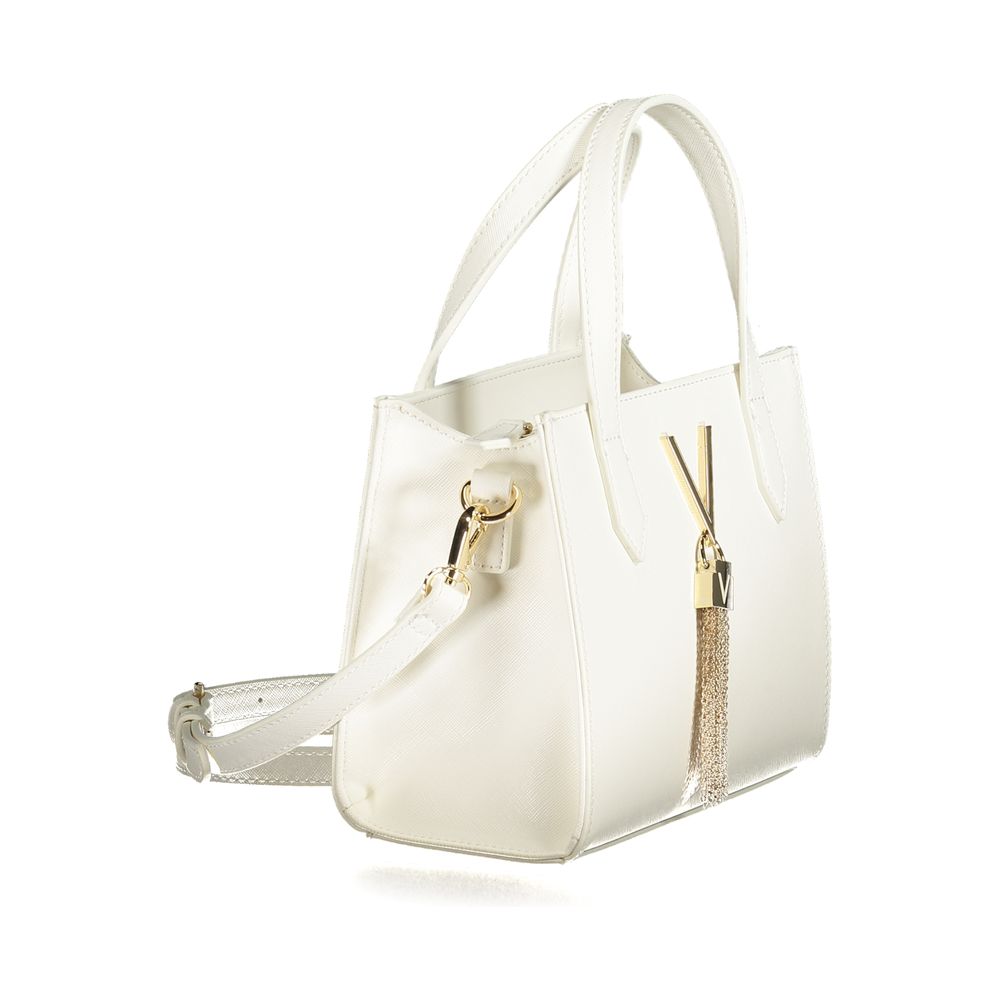Mario Valentino White Faux Leather Women Handbag with Iconic Logo