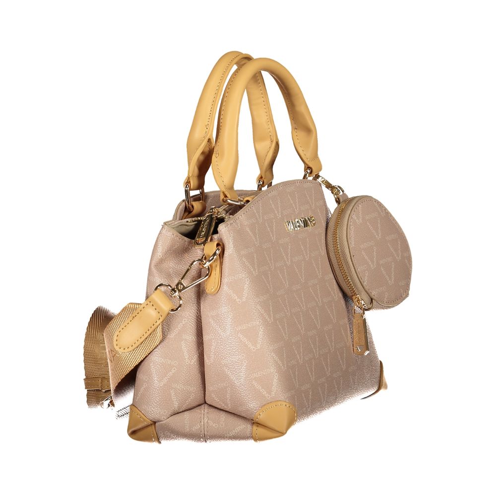 Mario Valentino Beige Faux Leather Handbag with Contrasting Details