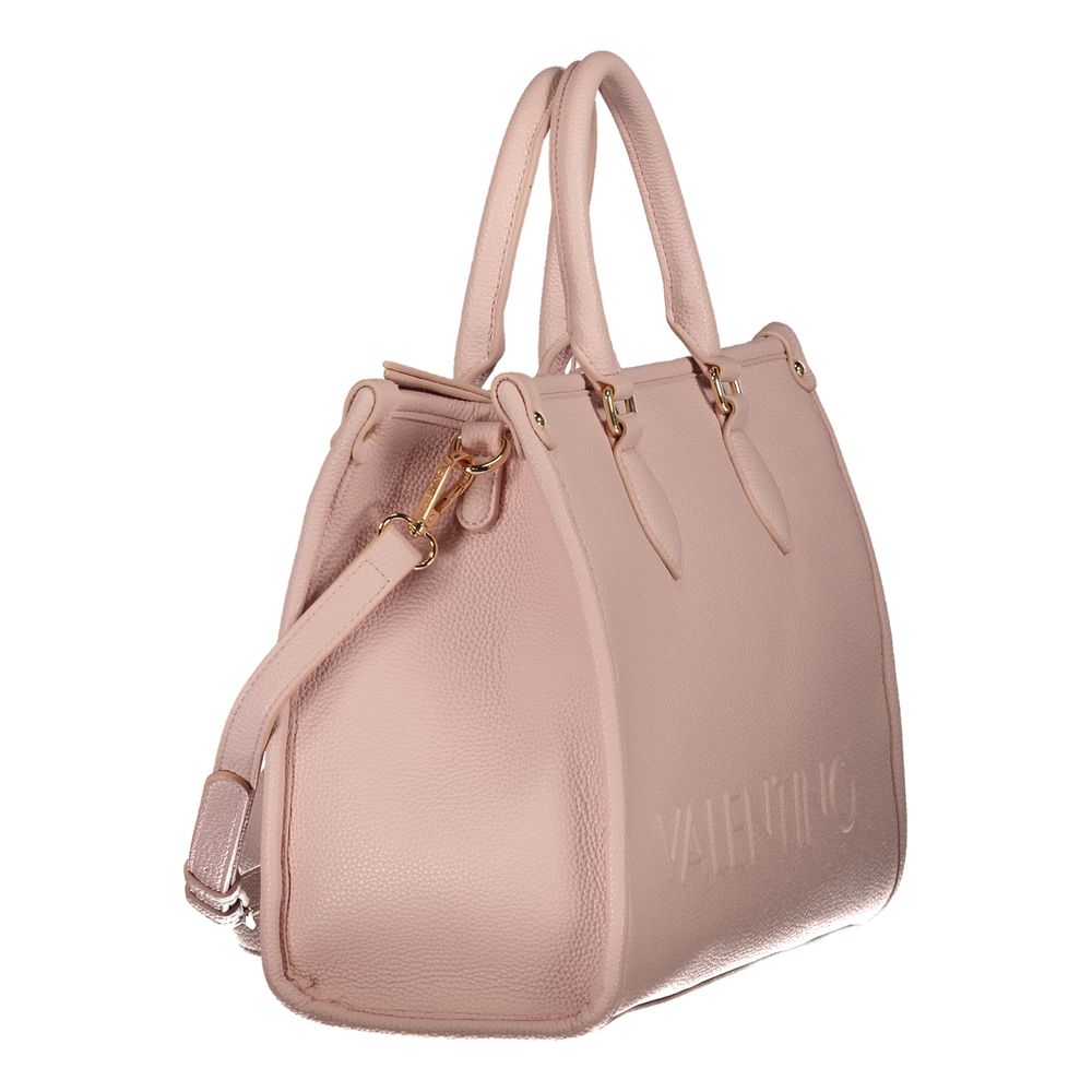 Mario Valentino Pink Faux Leather Handbag with Zip Closure