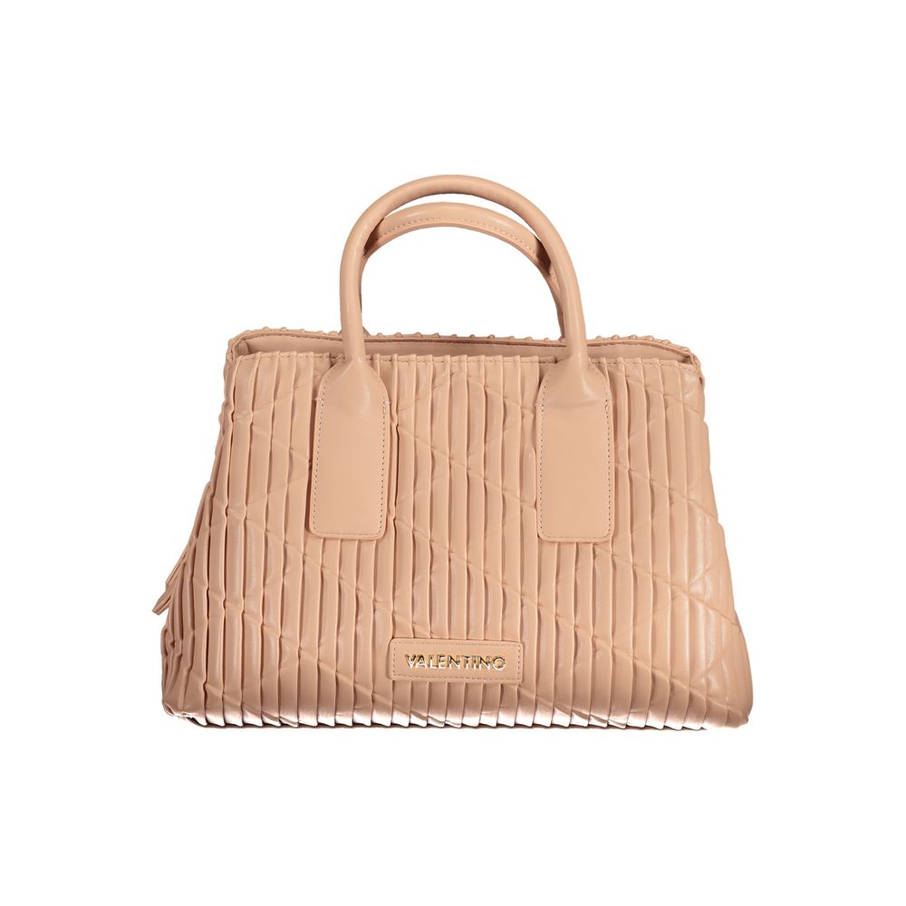Mario Valentino Pink Leather-Finish Handbag with Gold Details