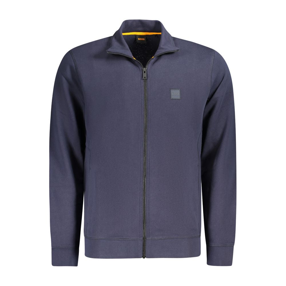Hugo Boss Blue Cotton Sweater - Long Sleeve Zip Sweatshirt