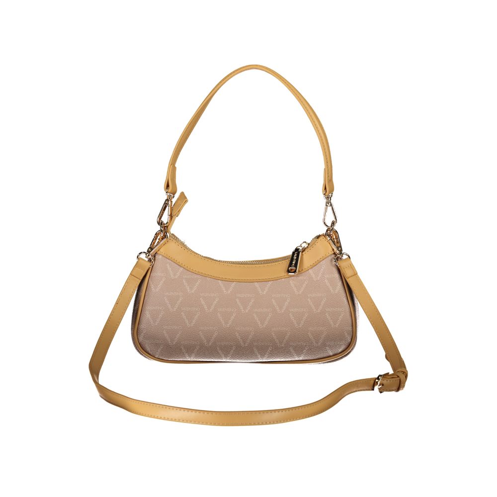Mario Valentino Beige Faux Leather Handbag with Contrasting Details