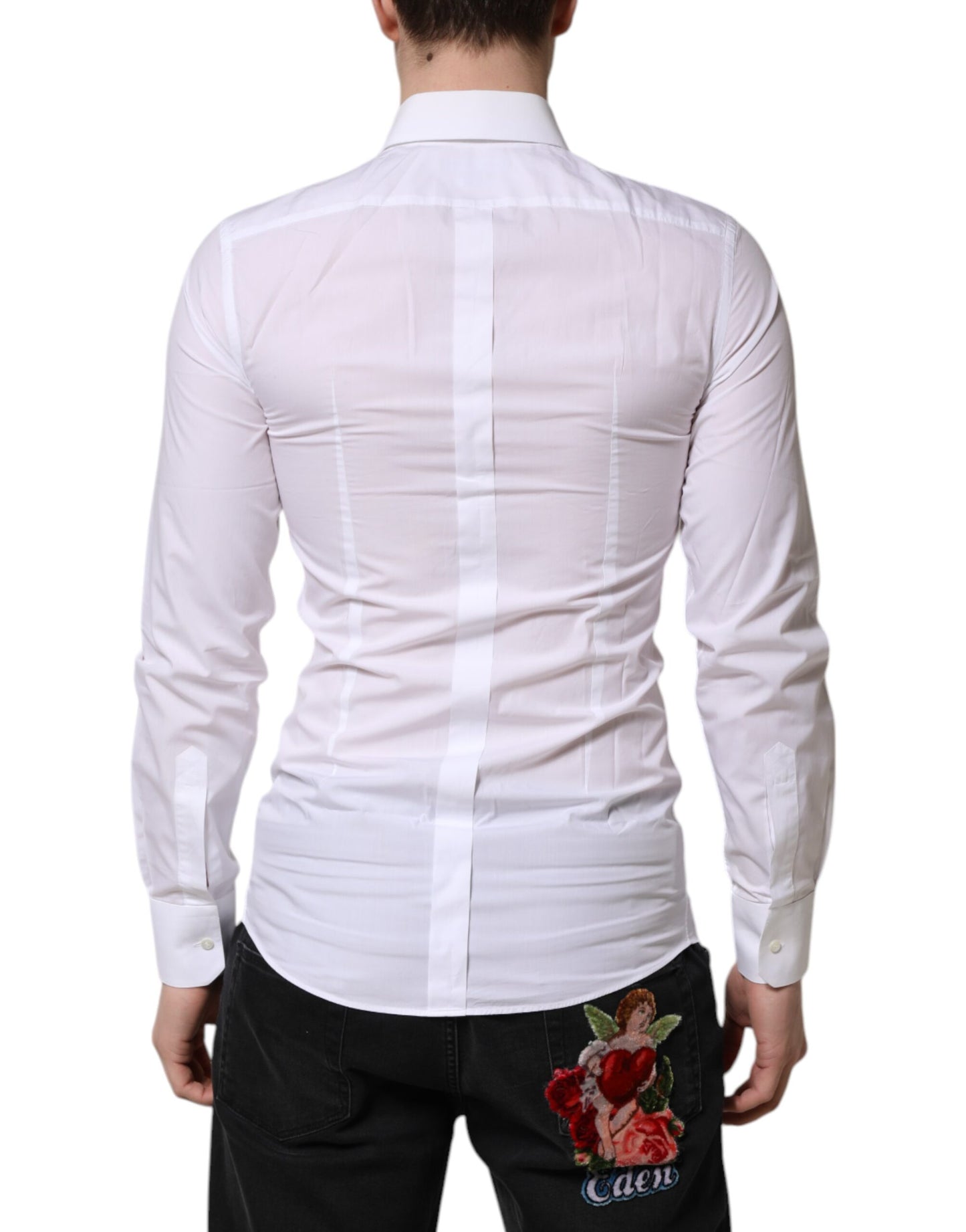Dolce & Gabbana White GOLD Long Sleeves Dress Shirt for Men