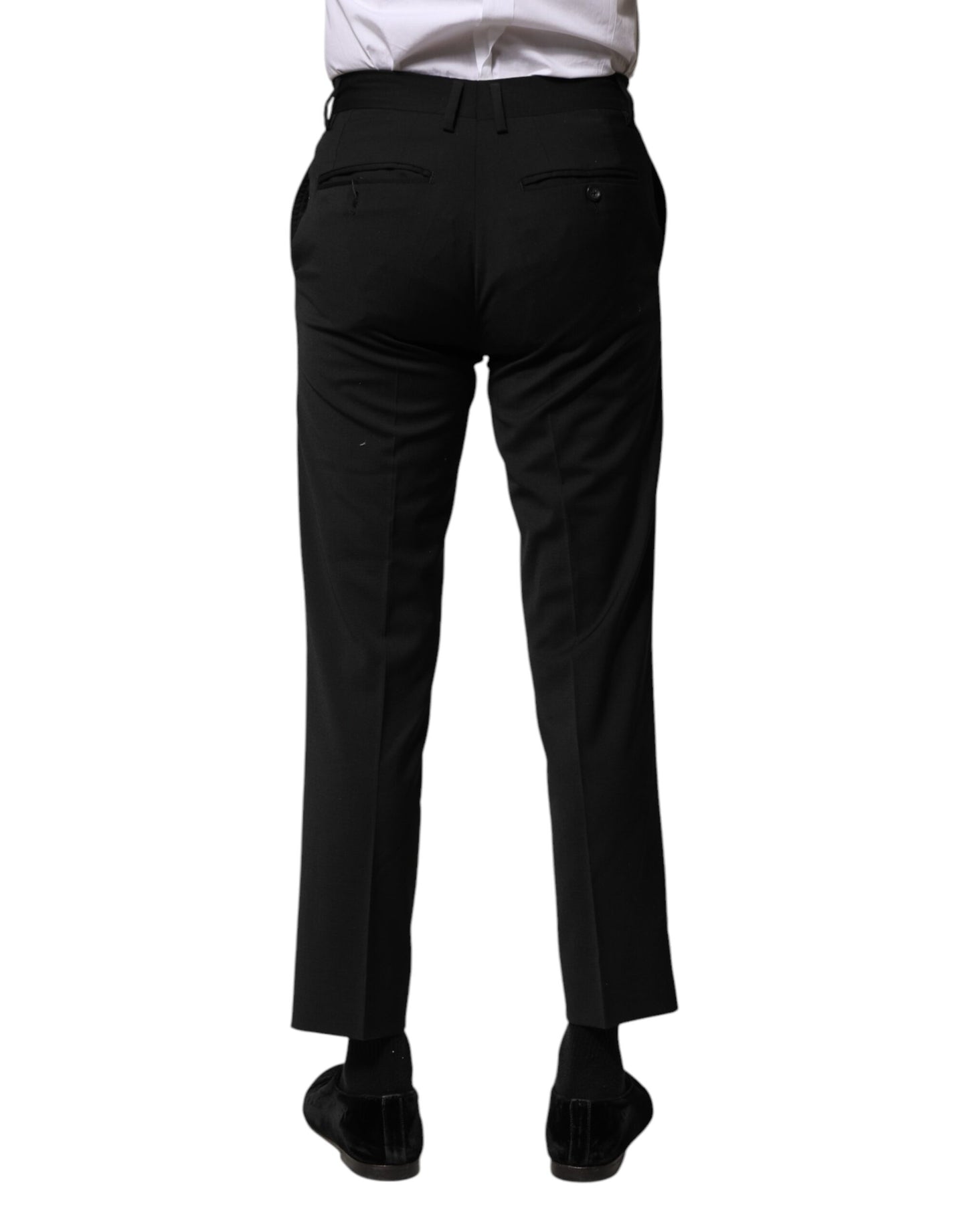 Dolce & Gabbana Black Wool Formal Cropped Pants for Men