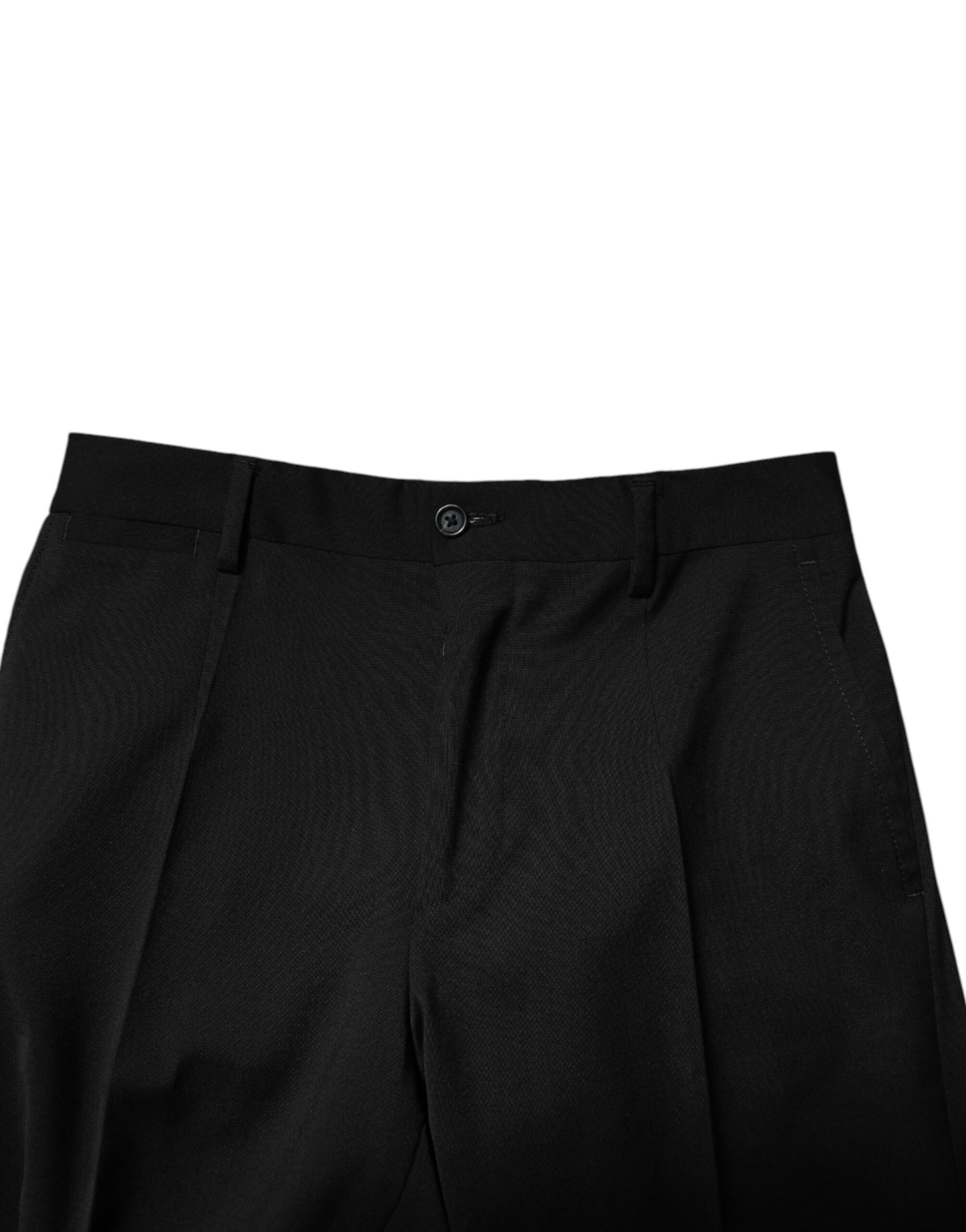 Dolce & Gabbana Black Wool Formal Cropped Pants for Men