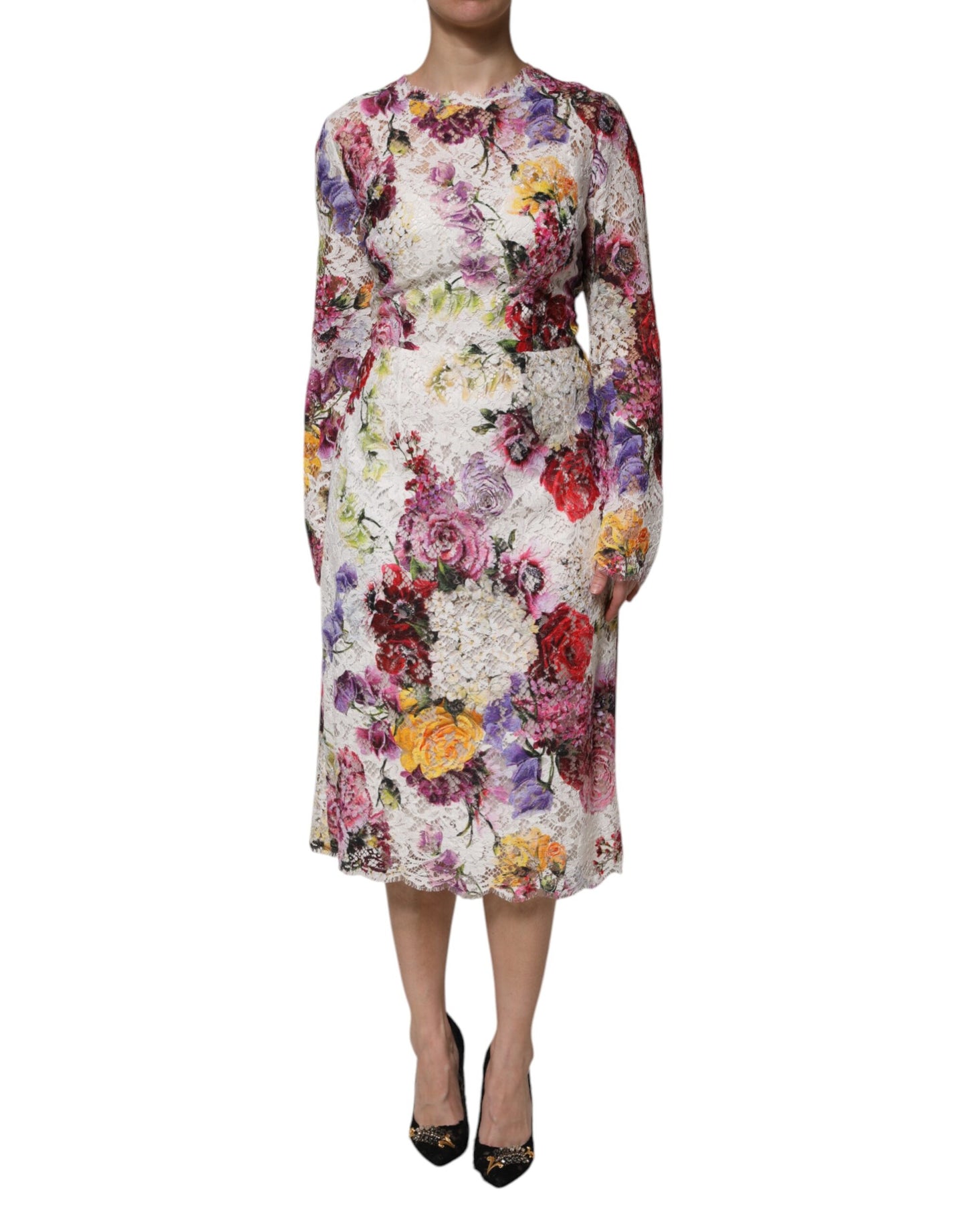 Dolce & Gabbana Multicolour Floral Long Sleeve A-line Dress
