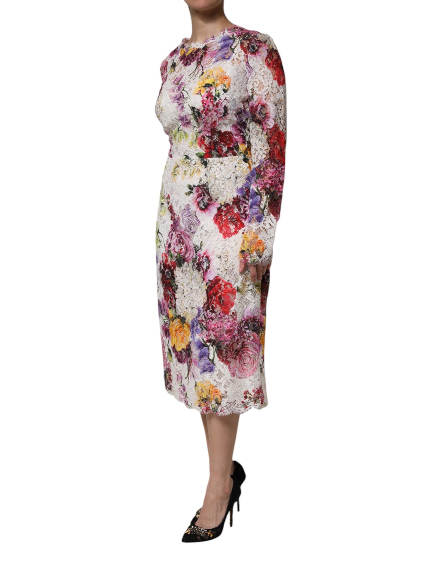 Dolce & Gabbana Multicolour Floral Long Sleeve A-line Dress