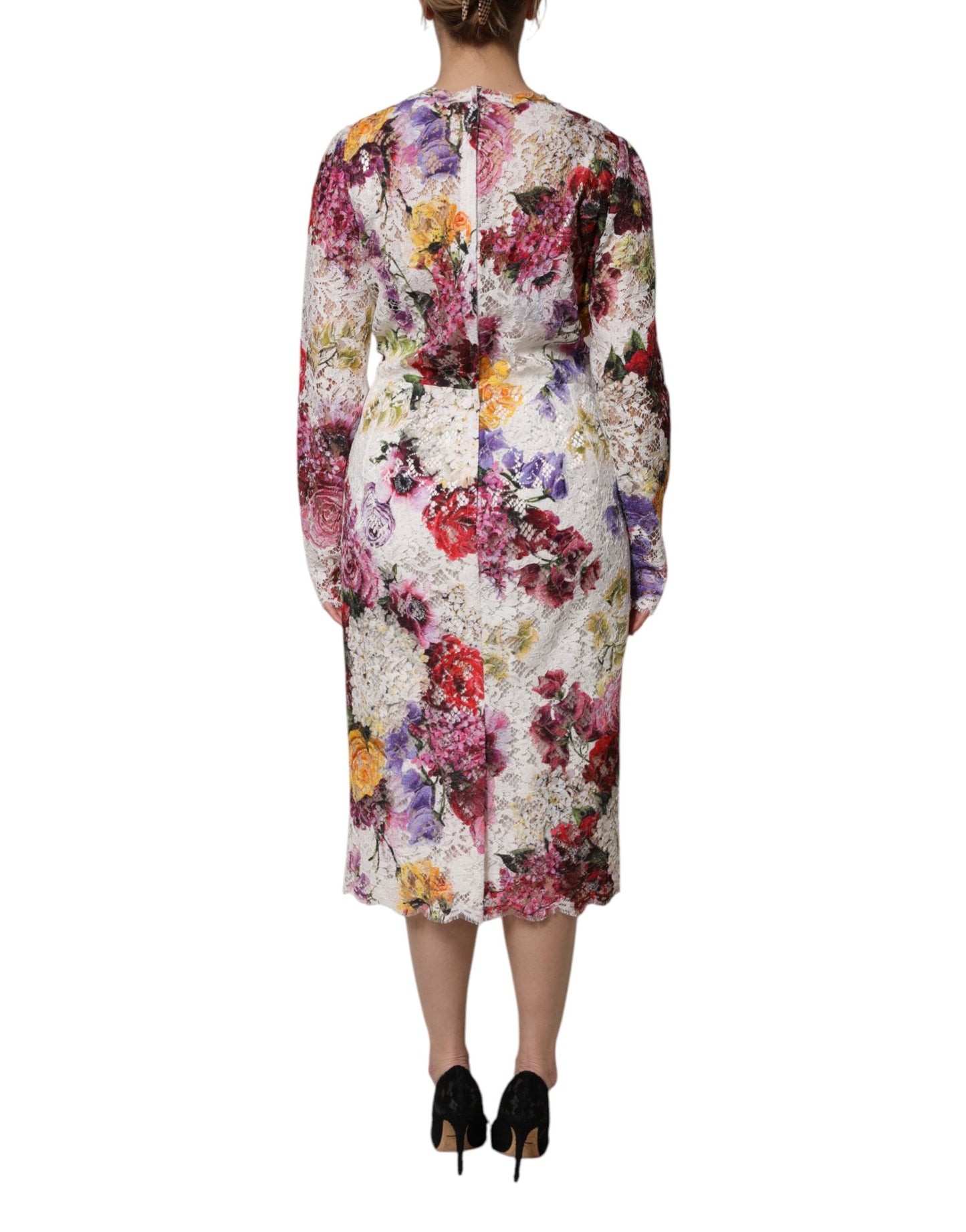Dolce & Gabbana Multicolour Floral Long Sleeve A-line Dress
