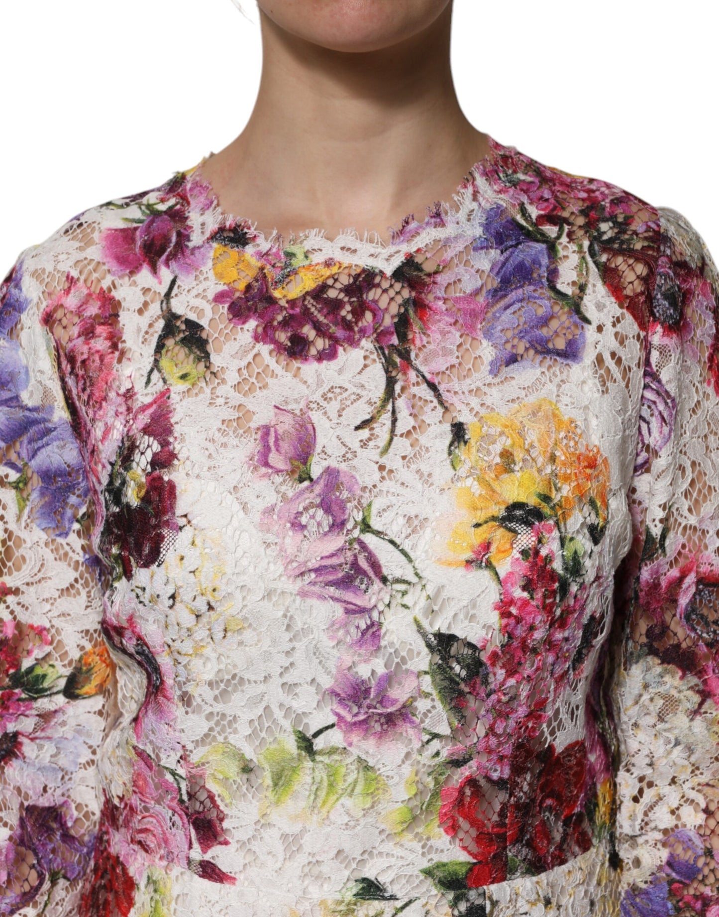 Dolce & Gabbana Multicolour Floral Long Sleeve A-line Dress