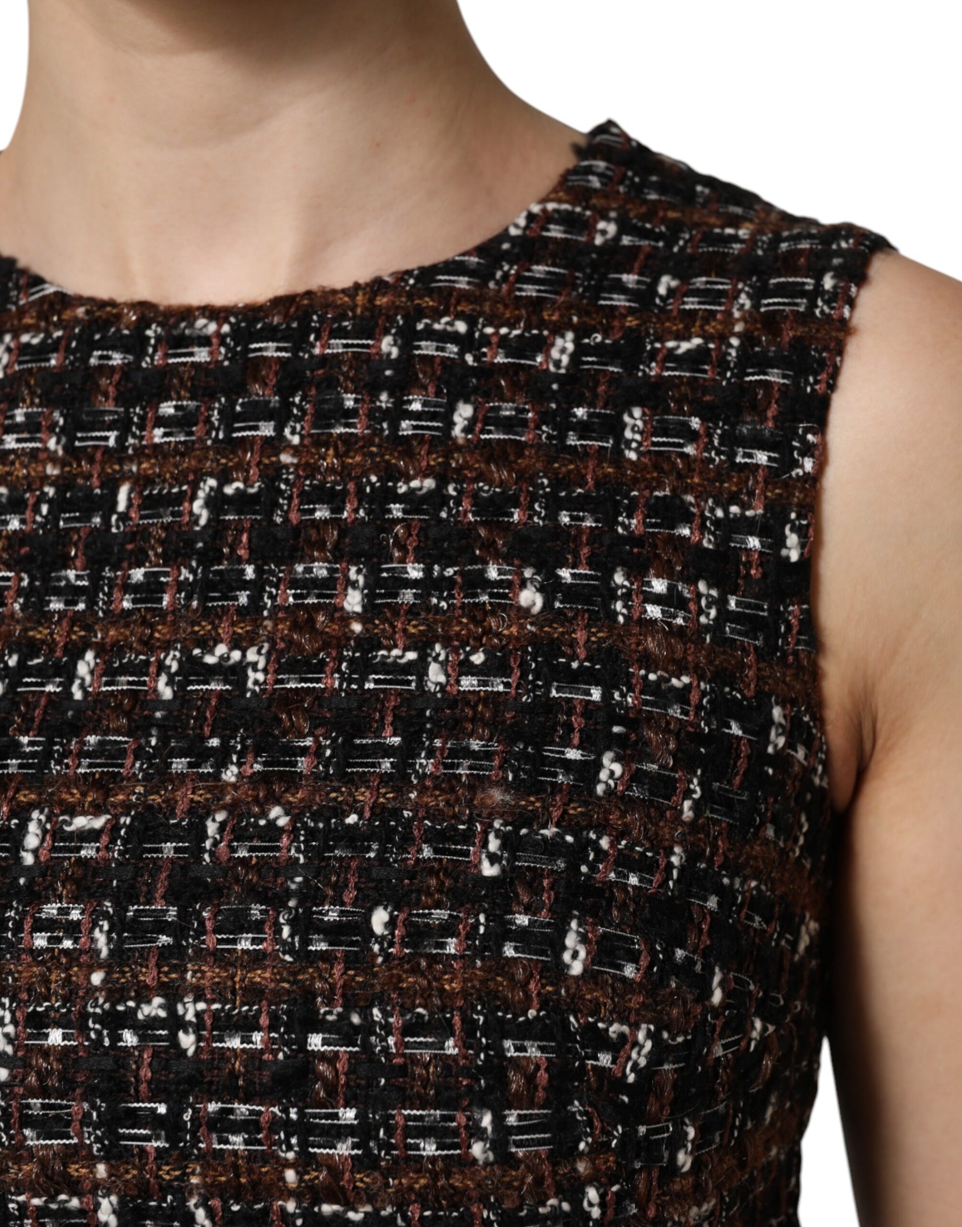 Dolce & Gabbana Multicolor Sleeveless Mini Tweed A-line Dress