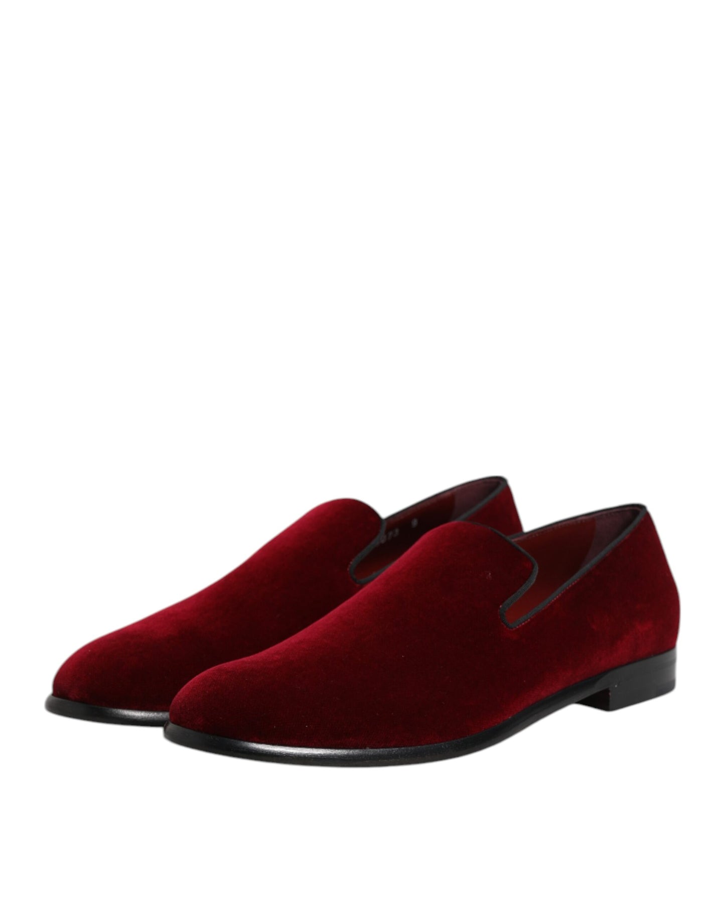 Dolce & Gabbana Red Cotton Velvet Slip On Loafers