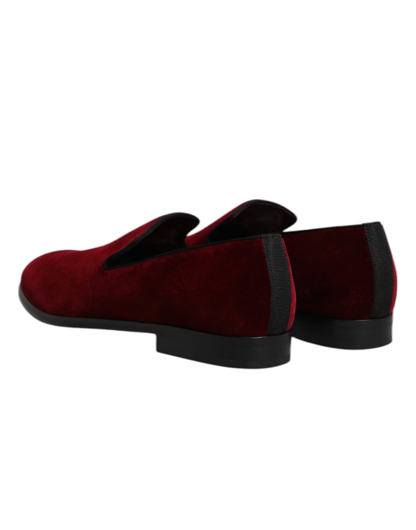 Dolce & Gabbana Red Cotton Velvet Slip On Loafers