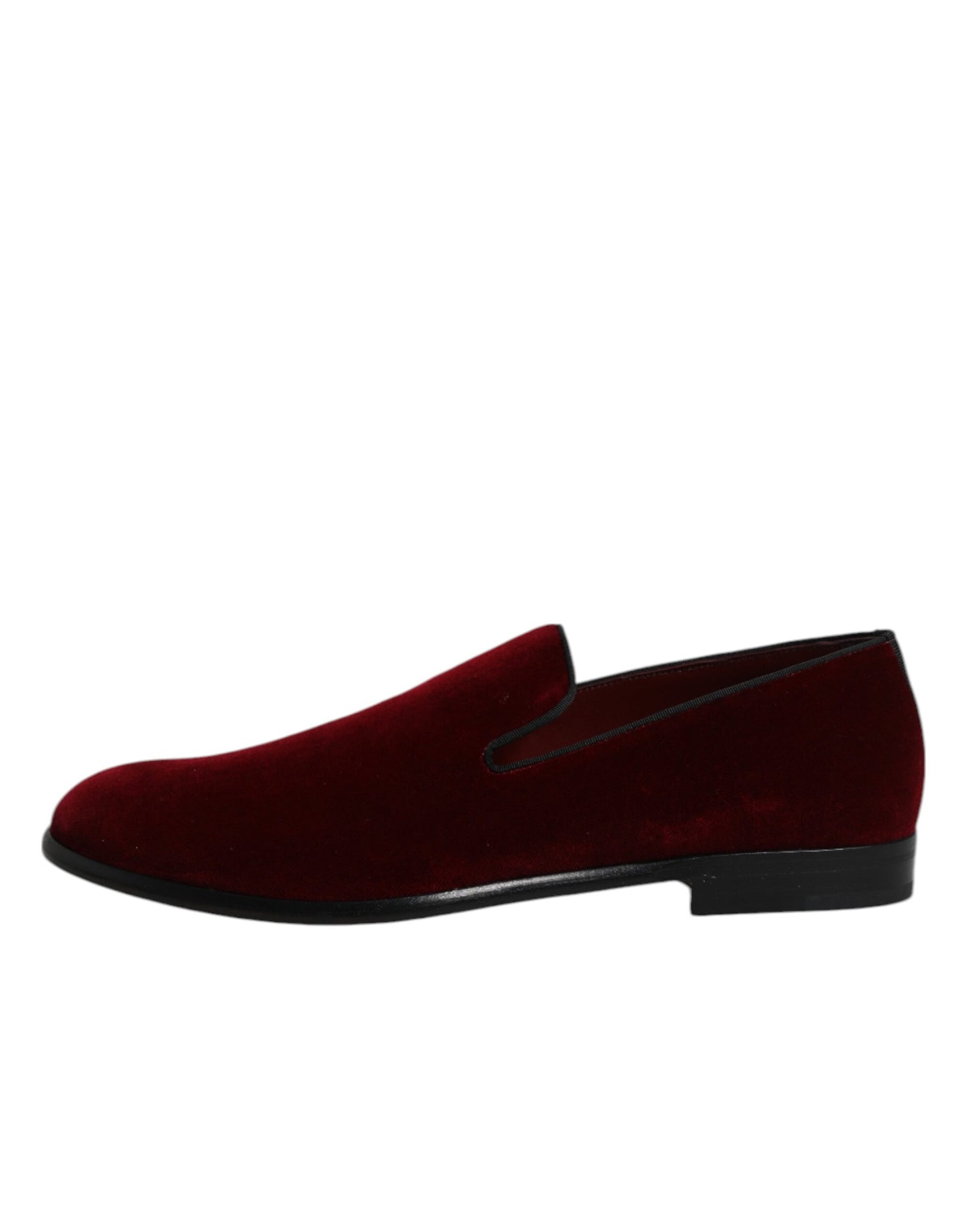 Dolce & Gabbana Red Cotton Velvet Slip On Loafers