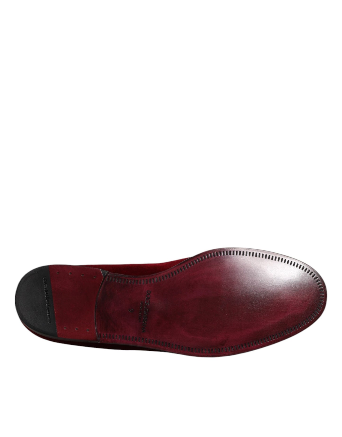 Dolce & Gabbana Red Cotton Velvet Slip On Loafers