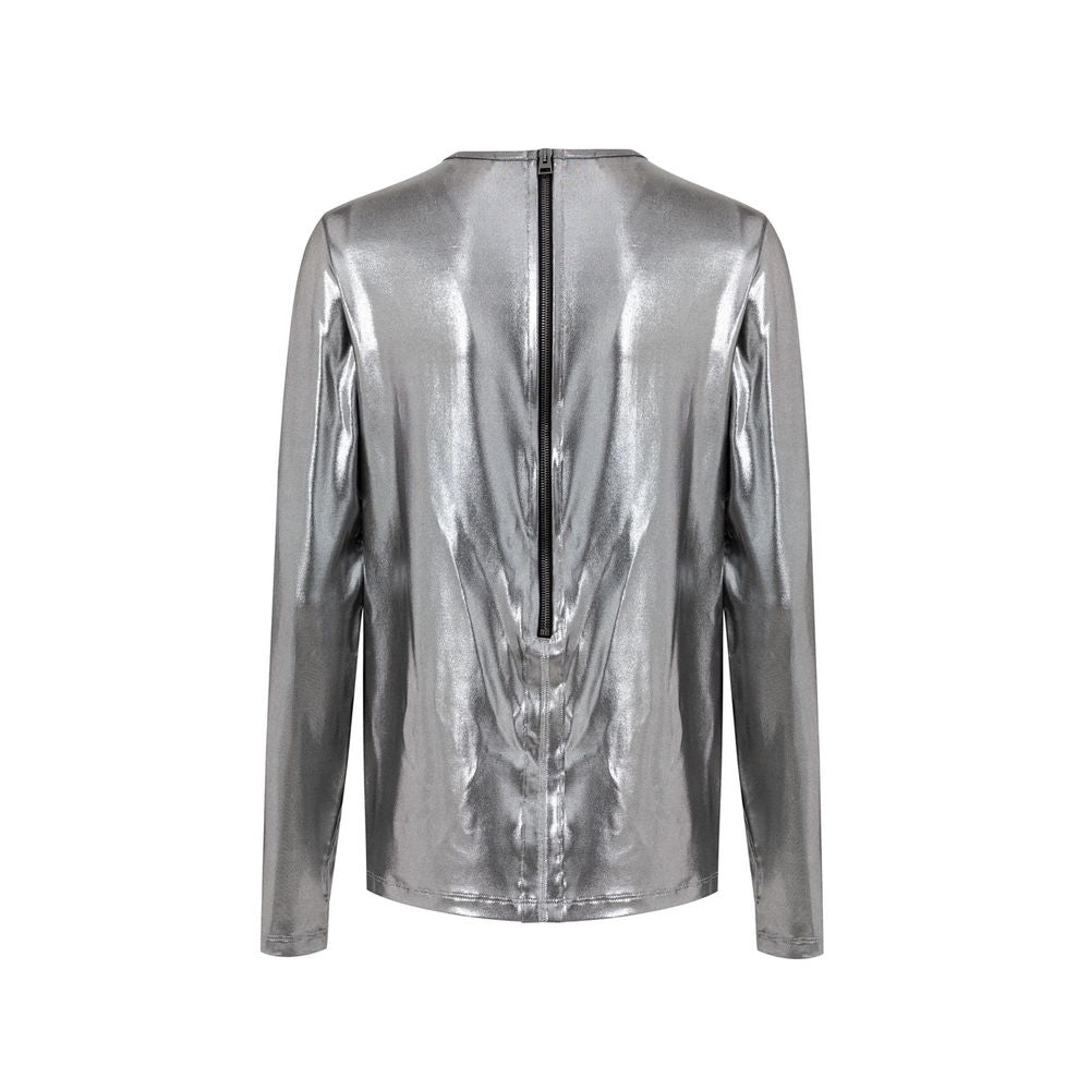 Tom Ford Gray Viscose Long Sleeve Silver Metallic T-Shirt