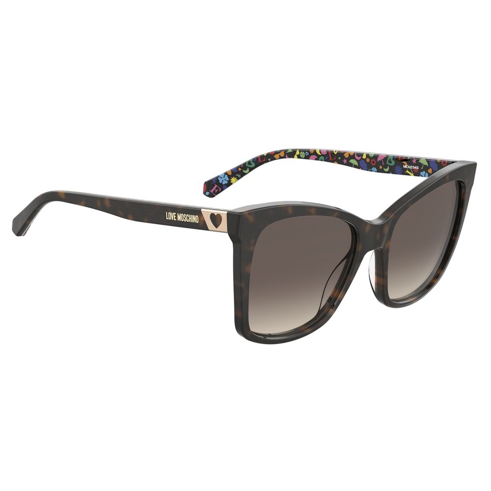 Love Moschino Women's Brown Haircalf Sunglasses – Chic Oversized Style