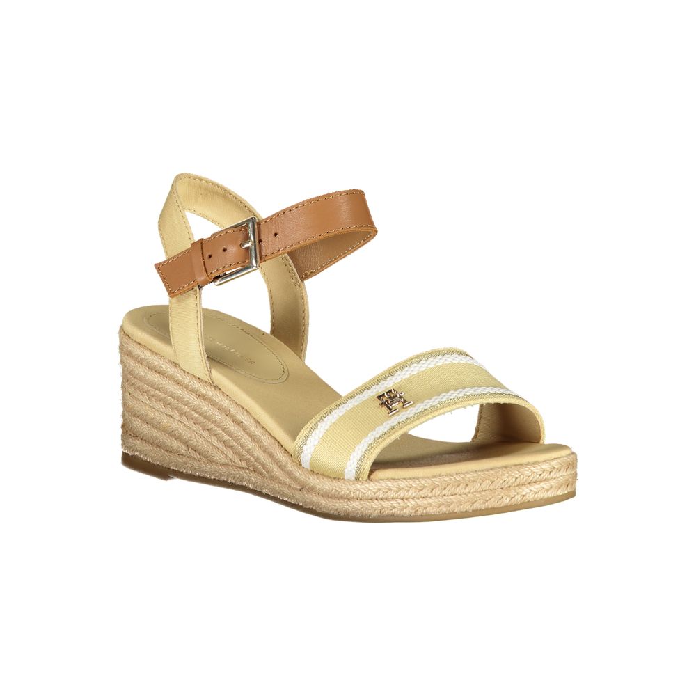 Tommy Hilfiger Beige Polyester Sandal with Ankle Buckle Lacing
