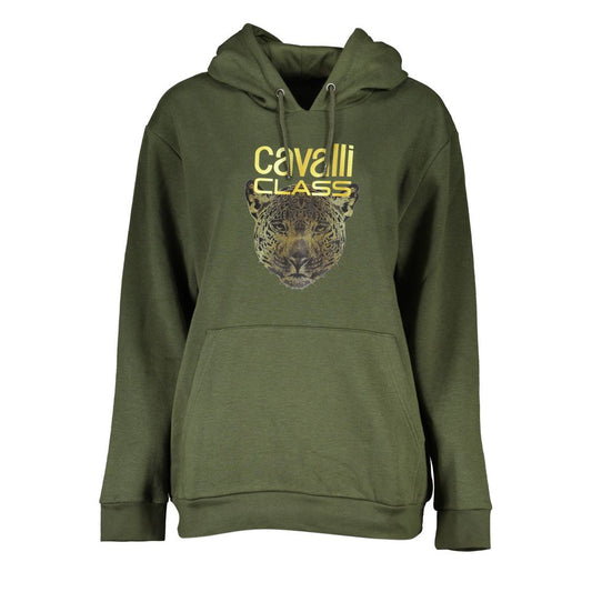 Cavalli Class Green Cotton Hoodie Sweatshirt