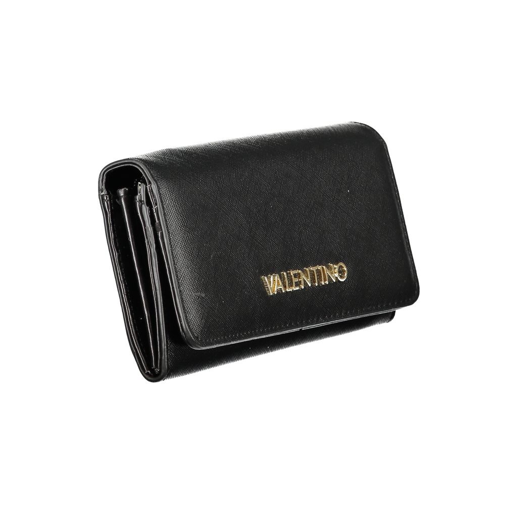 Mario Valentino Black Faux Leather Wallet with Logo Detail