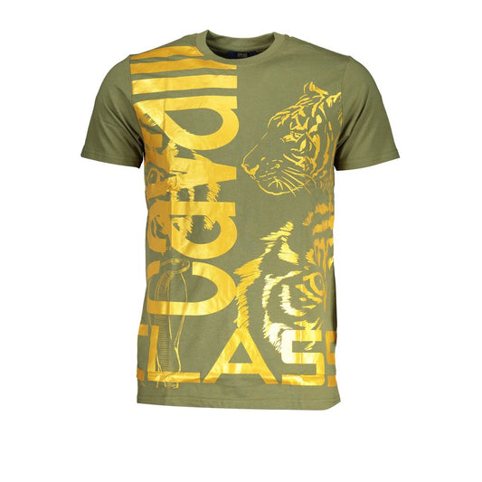 Cavalli Class Green Cotton T-Shirt for Stylish Comfort