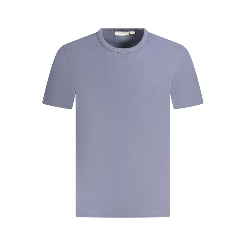 Calvin Klein Blue Cotton T-Shirt with Contrasting Details