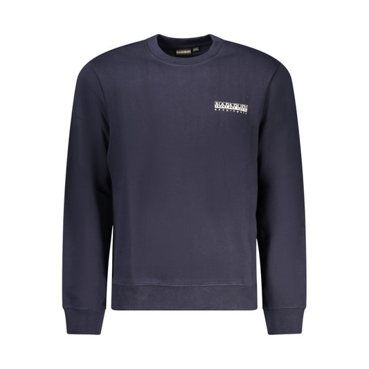 Napapijri Blue Cotton Sweater - Long Sleeve Crew Neck Sweatshirt