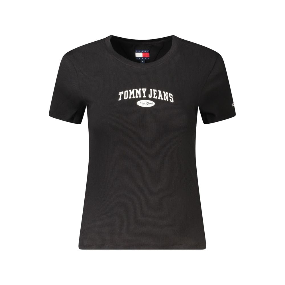 Tommy Hilfiger Black Cotton Canettata T-Shirt