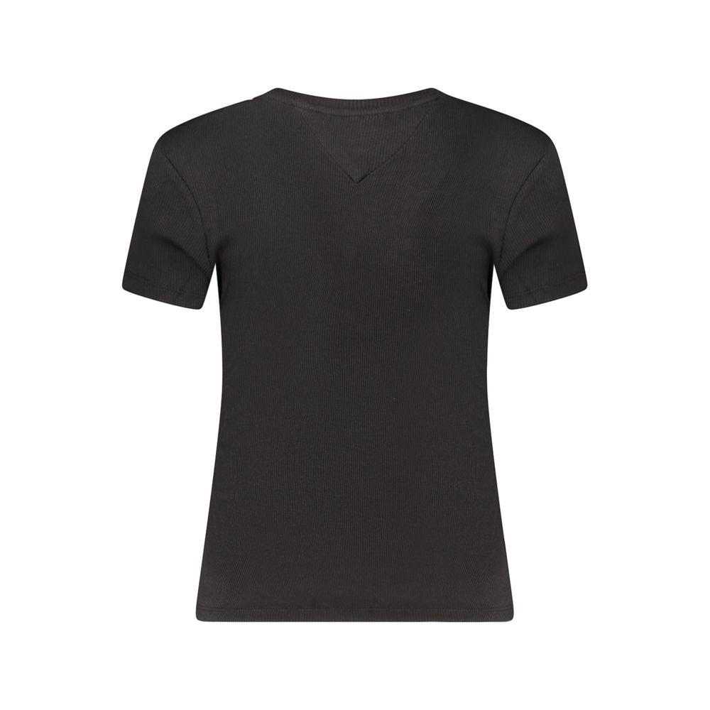 Tommy Hilfiger Black Cotton Canettata T-Shirt