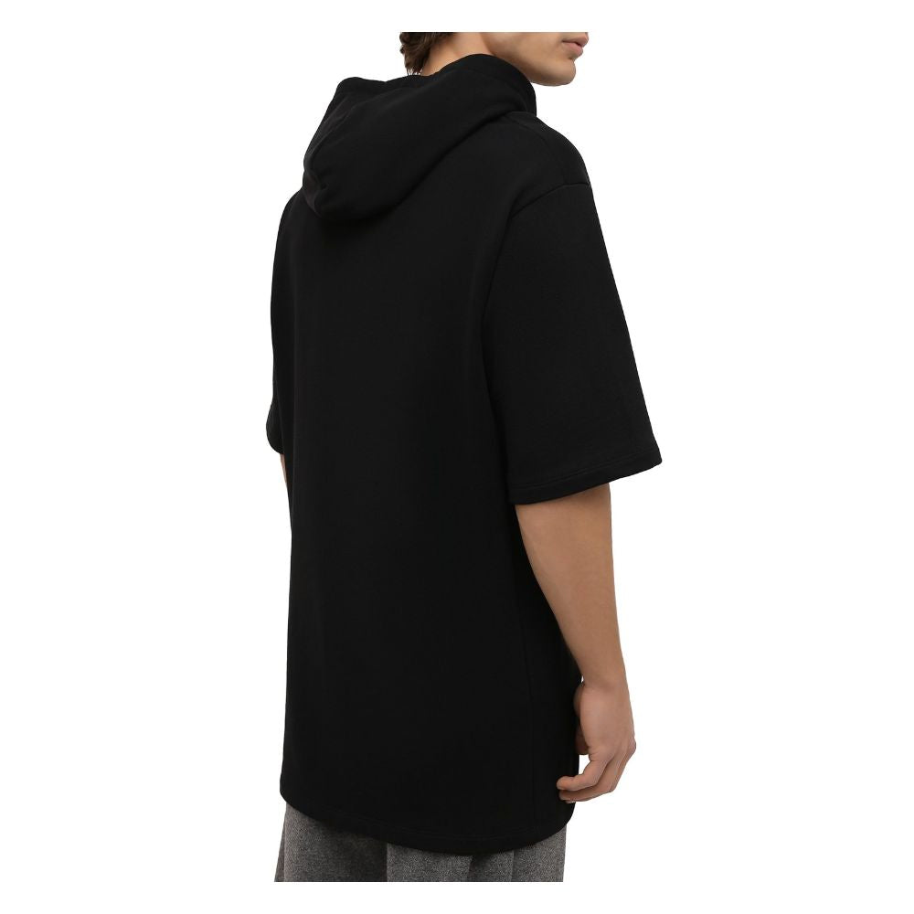 Balmain Black Cotton Half-Sleeve Sweatshirt