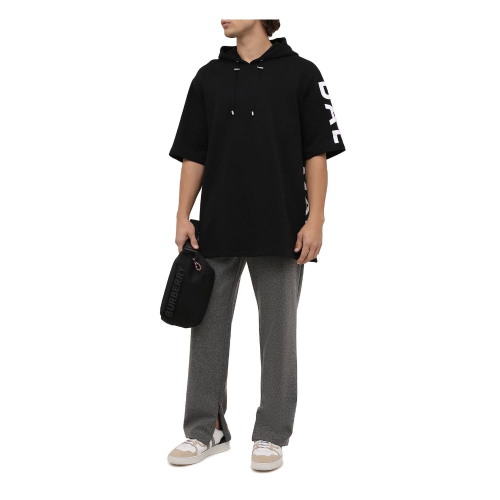 Balmain Black Cotton Half-Sleeve Sweatshirt