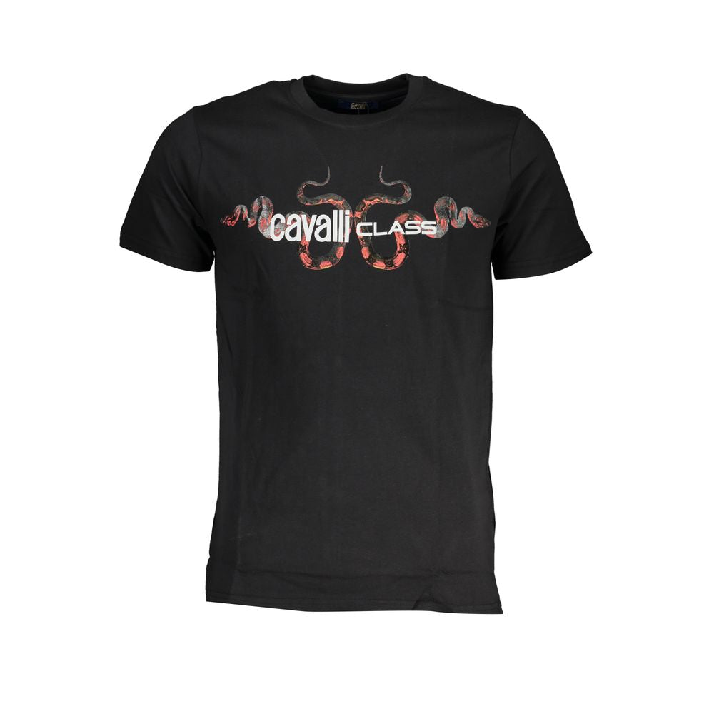 Cavalli Class Black Cotton Signature T-Shirt