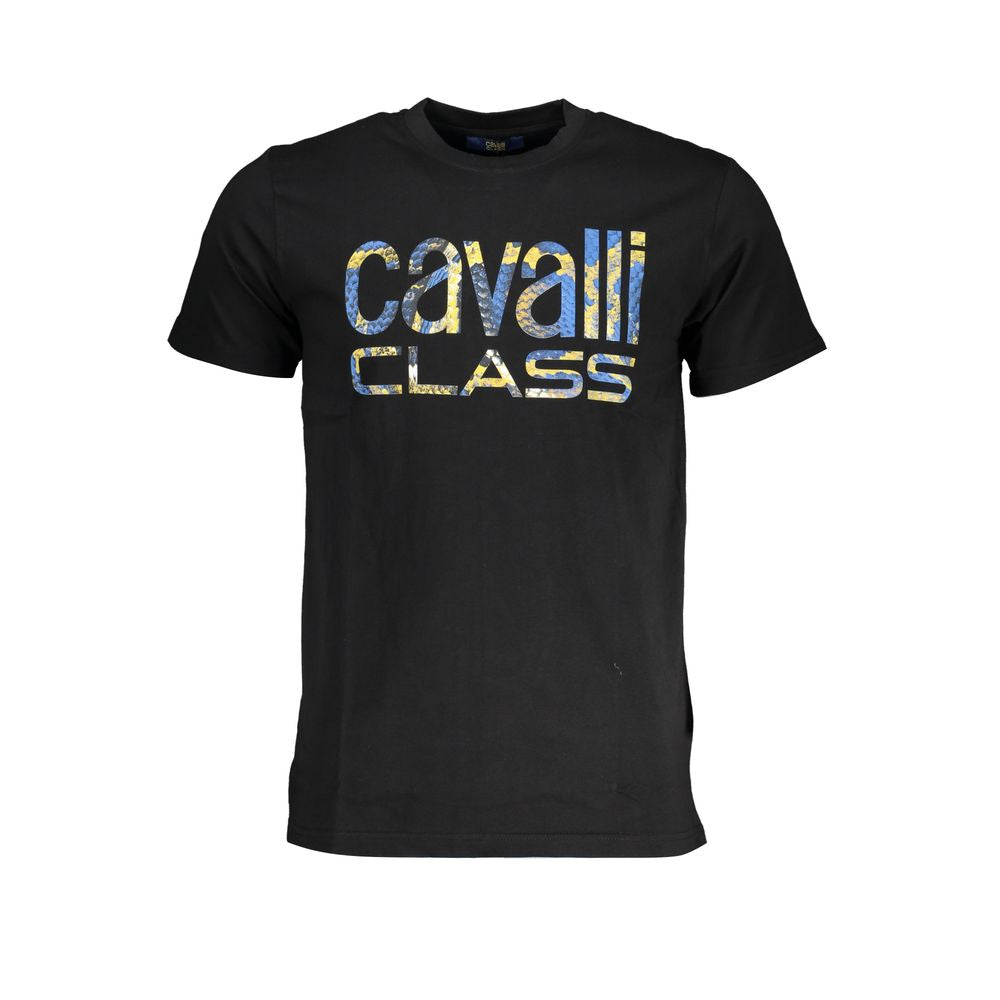 Cavalli Class Black Cotton T-Shirt: Effortless Style Meets Comfort