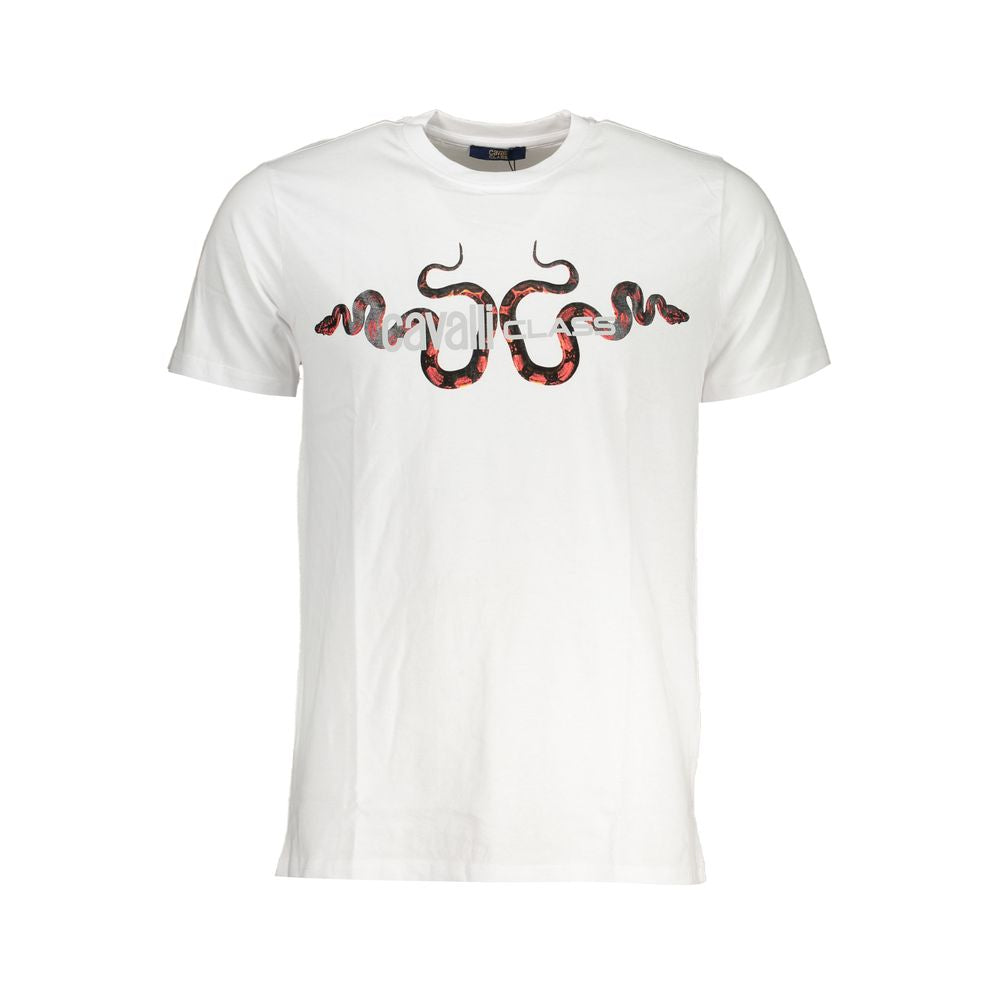 Cavalli Class White Cotton T-Shirt: Bold Style Meets Unmatched Comfort