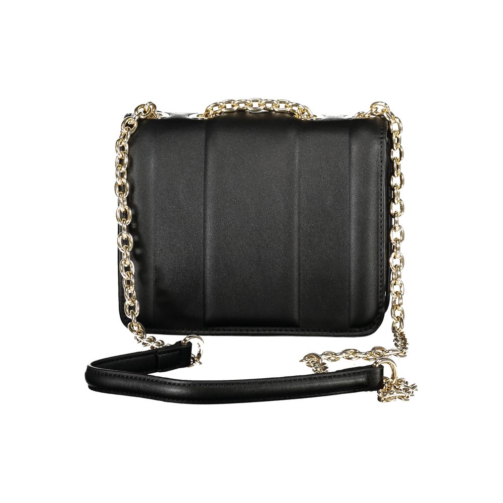 Mario Valentino Black Polyethylene Handbag with Chain Detail