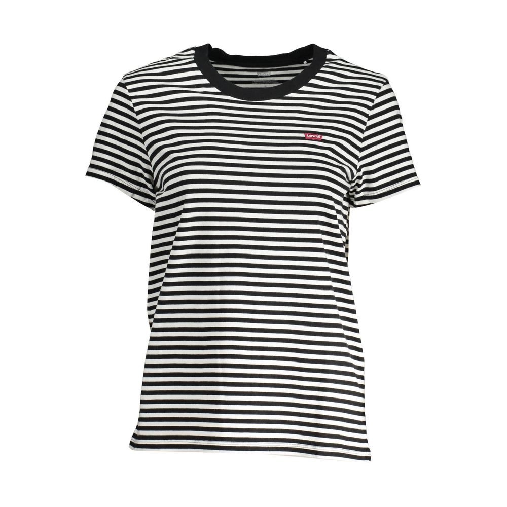 Levi's Black & White Striped Cotton Women's T-Shirt