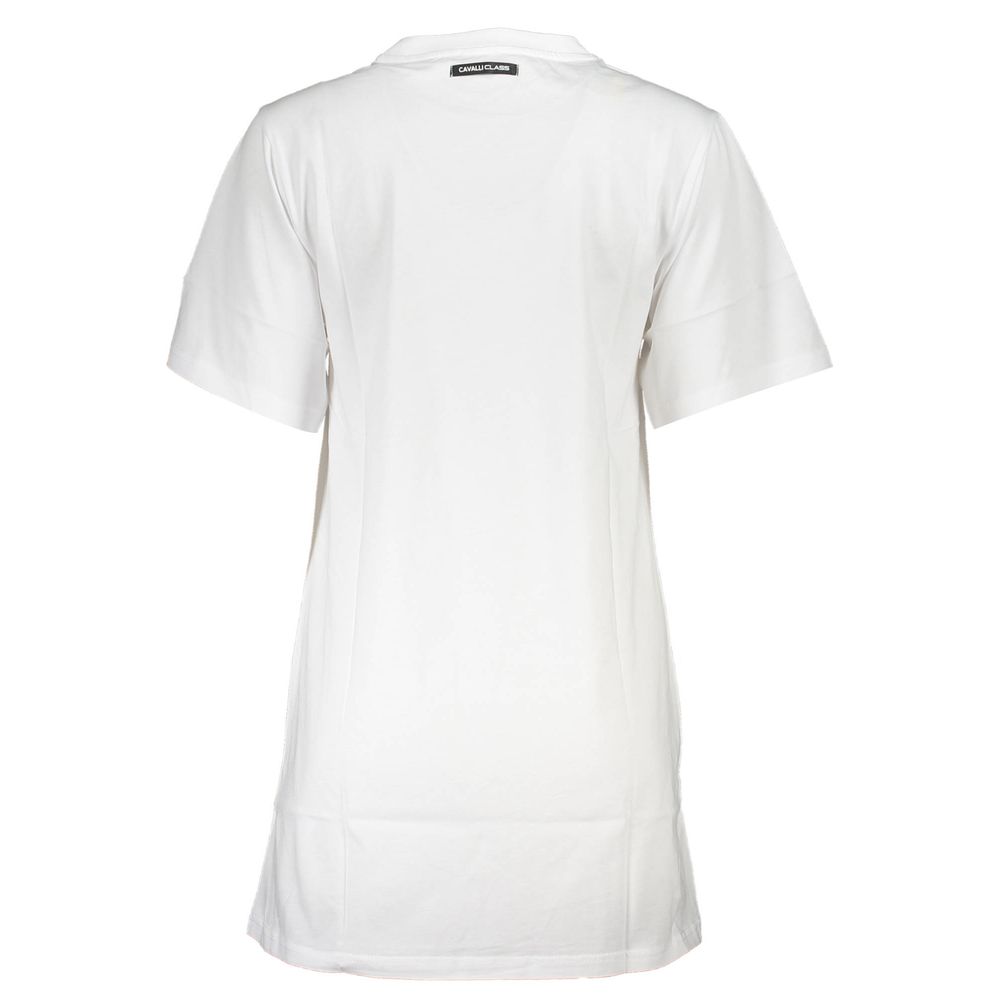 Cavalli Class White Cotton Women Dress: Bold and Artistic Style
