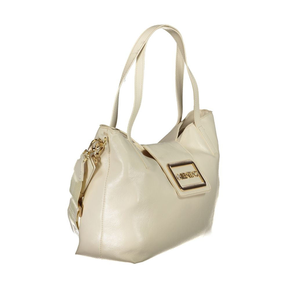 Mario Valentino Beige Leather Handbag with Dual Handles