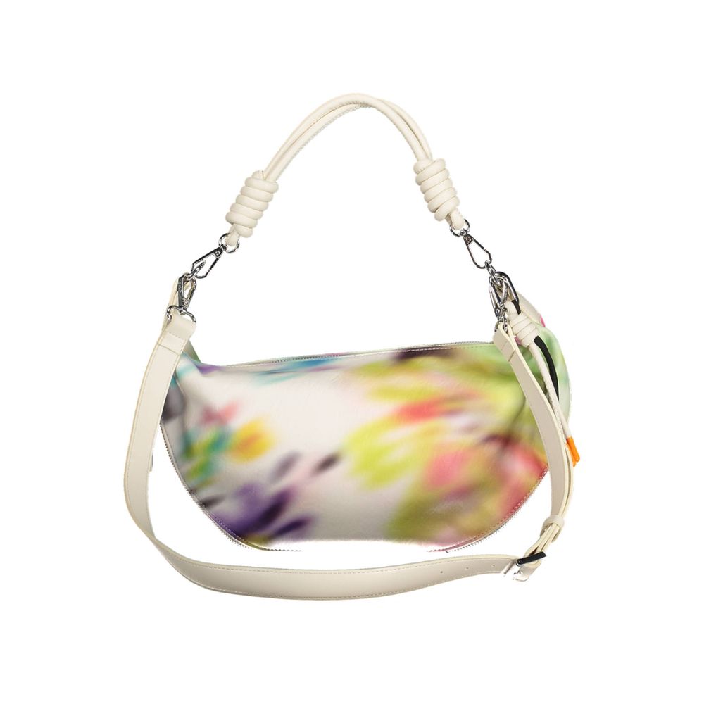 Desigual White Floral Print Handbag – Chic and Versatile