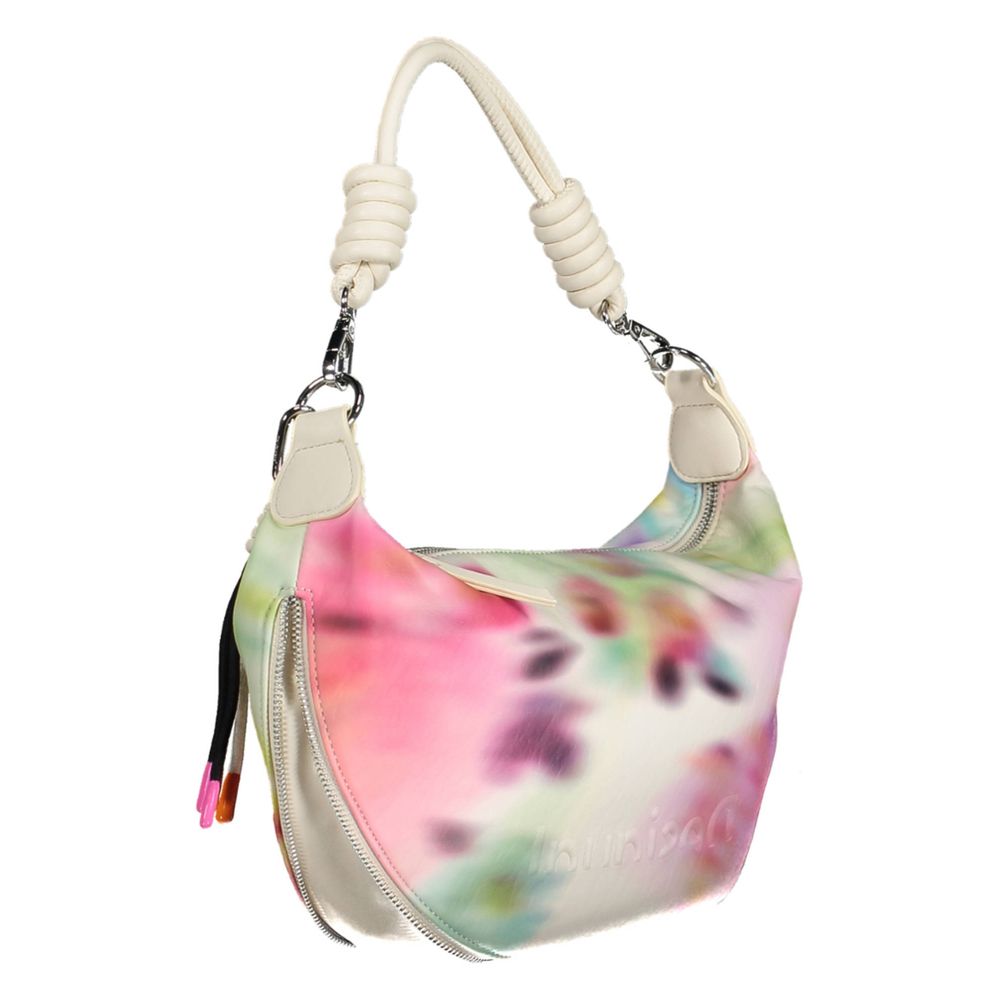 Desigual White Floral Print Handbag – Chic and Versatile