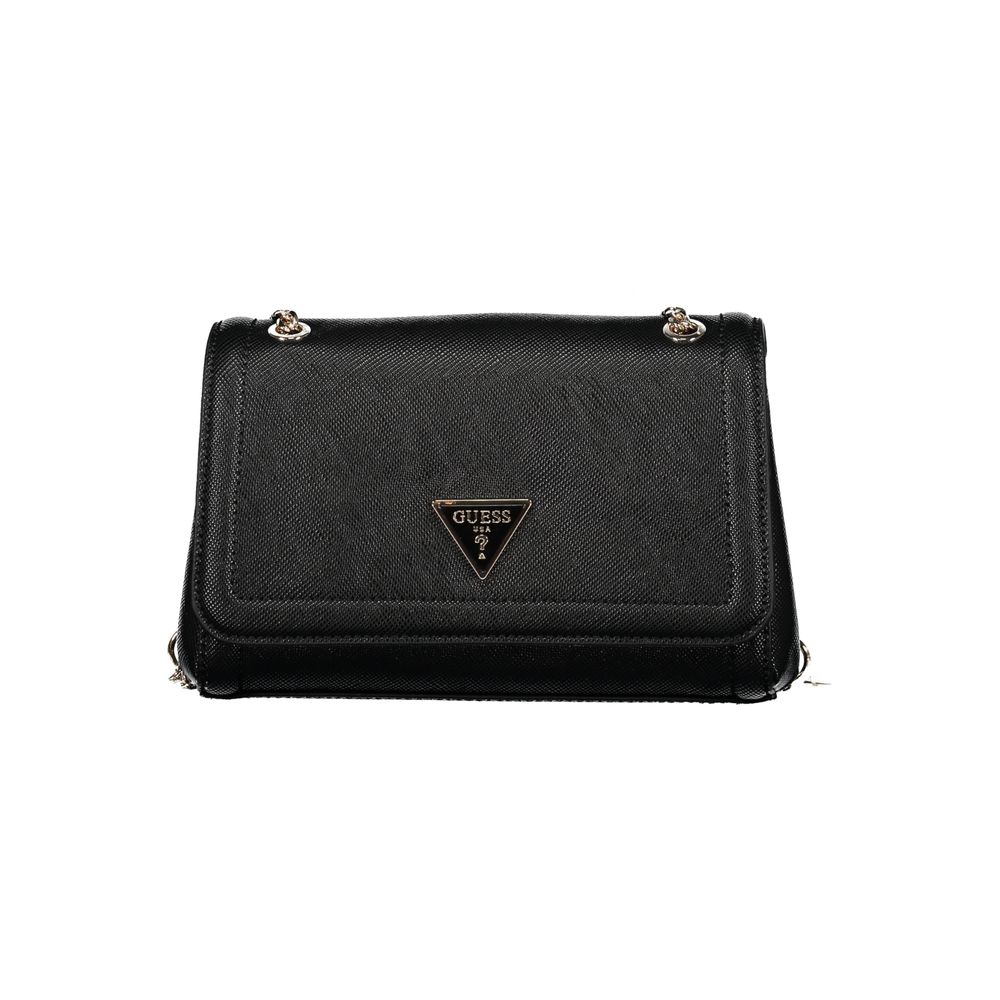 Guess Jeans Black Noelle Handbag – Faux Leather, Chic Multi-Compartment Design