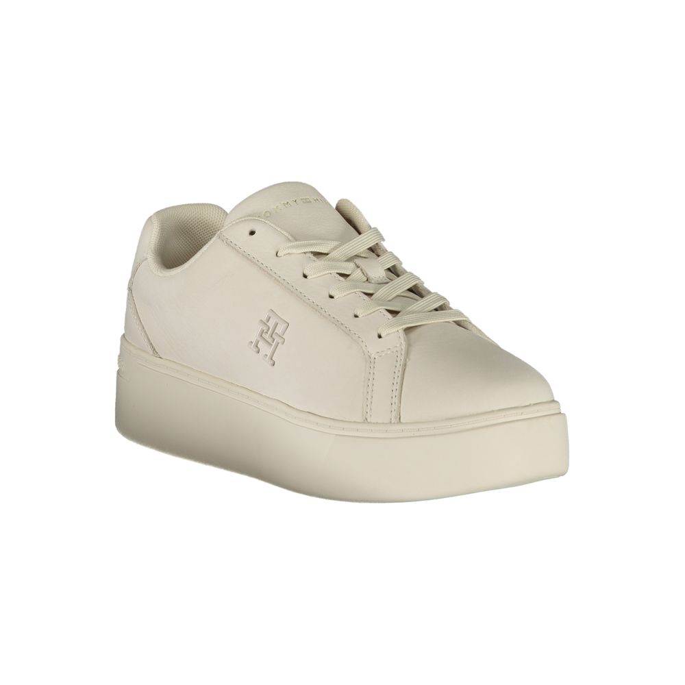 Tommy Hilfiger White Polyester Wedge Sneakers