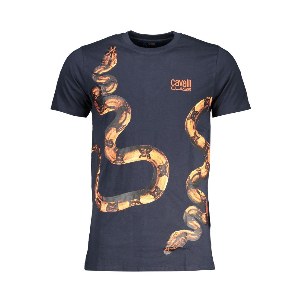 Cavalli Class Blue Cotton T-Shirt - Effortless Style and Comfort