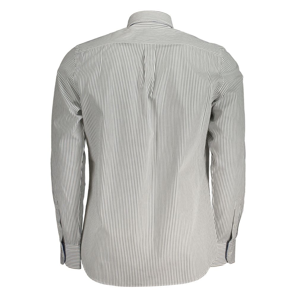 Harmont & Blaine White Cotton Shirt - Elegant Striped Long Sleeve