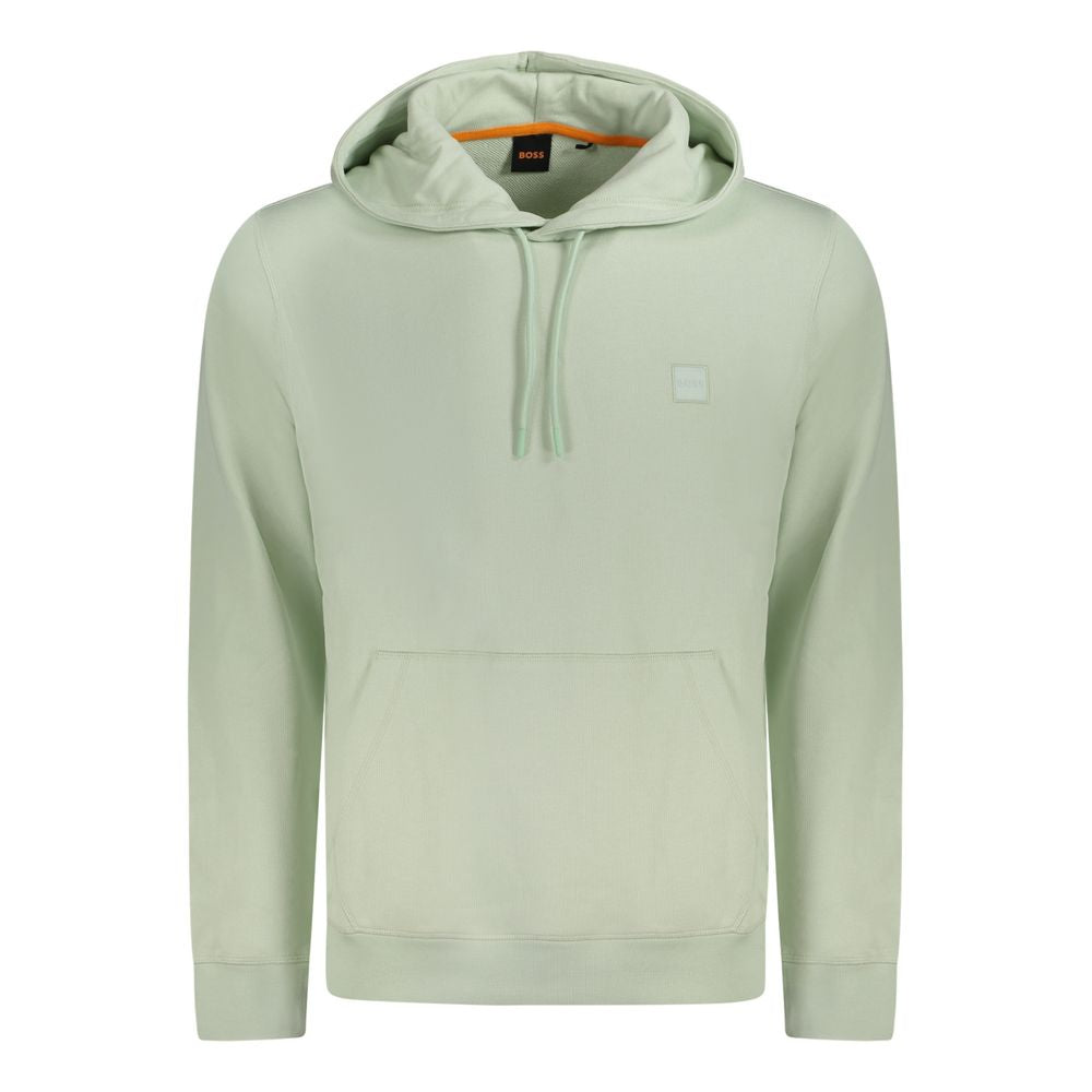 Hugo Boss Green Cotton Sweater - Long-Sleeved Hooded Sweatshirt
