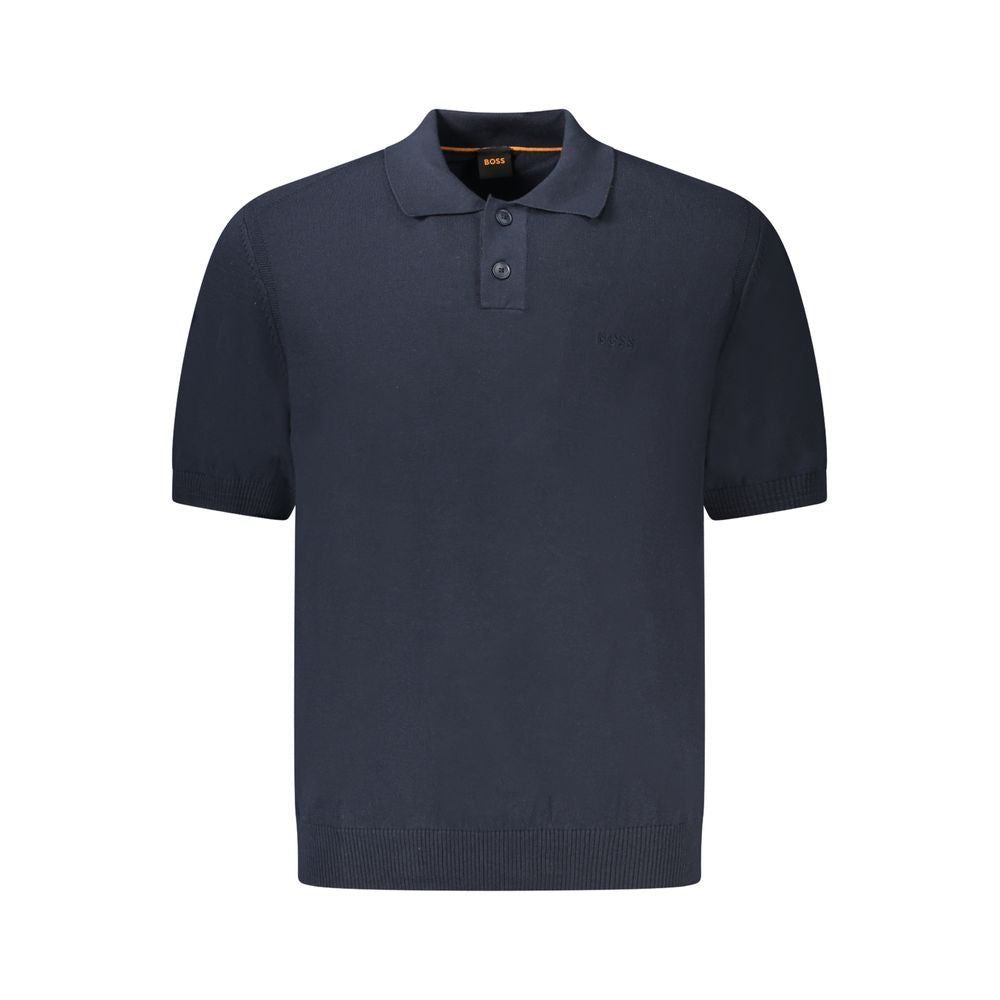 Hugo Boss Blue Cotton Short Sleeved Sweater